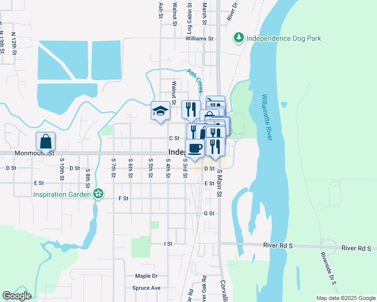 map of restaurants, bars, coffee shops, grocery stores, and more near in Independence