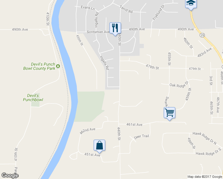 map of restaurants, bars, coffee shops, grocery stores, and more near 920 Wagner Road in Menomonie
