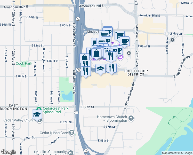 map of restaurants, bars, coffee shops, grocery stores, and more near 2001 Killebrew Dr in Minneapolis