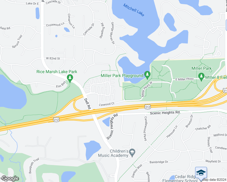map of restaurants, bars, coffee shops, grocery stores, and more near 8389 Kimball Drive in Eden Prairie