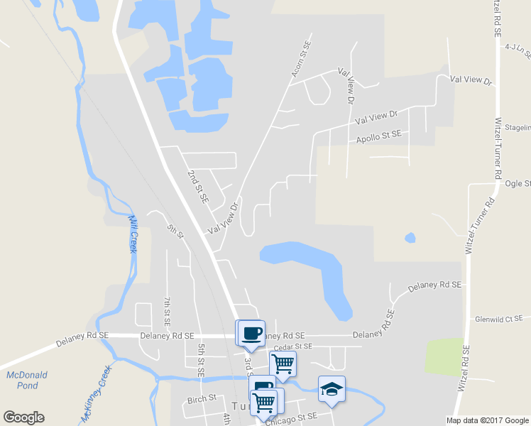 map of restaurants, bars, coffee shops, grocery stores, and more near 7245 Eastwood Court Southeast in Turner