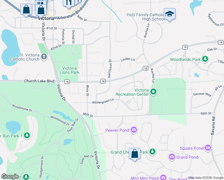 map of restaurants, bars, coffee shops, grocery stores, and more near 1335 Narcissus Curve in Victoria