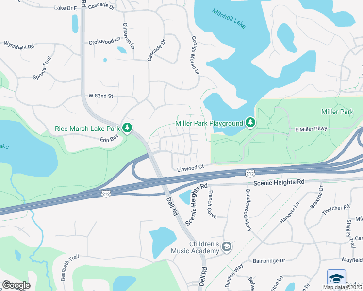 map of restaurants, bars, coffee shops, grocery stores, and more near 8446 Kimball Drive in Eden Prairie