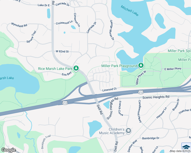 map of restaurants, bars, coffee shops, grocery stores, and more near 17973 Cobblestone Way in Eden Prairie