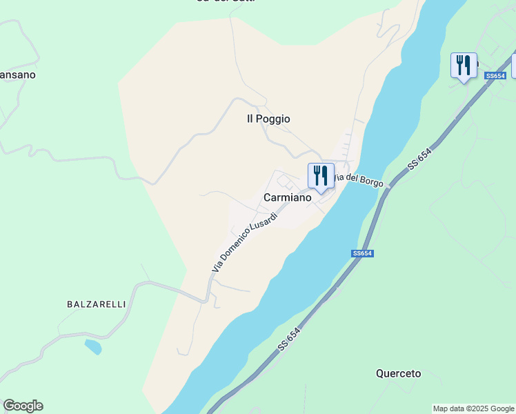 map of restaurants, bars, coffee shops, grocery stores, and more near 3 Via Caduti in Carmiano