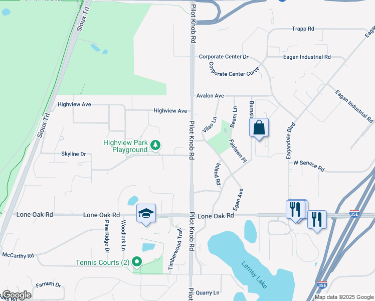 map of restaurants, bars, coffee shops, grocery stores, and more near 1412 Oster Drive in Eagan