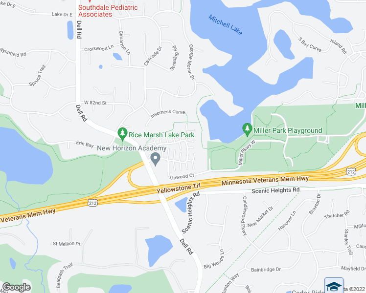map of restaurants, bars, coffee shops, grocery stores, and more near 8358 Kimball Drive in Eden Prairie