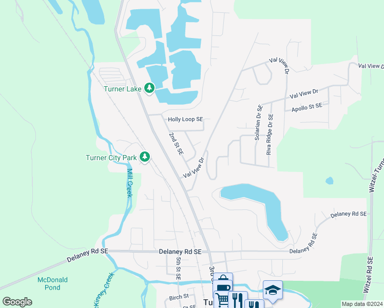 map of restaurants, bars, coffee shops, grocery stores, and more near 7175 Webb Drive Southeast in Turner