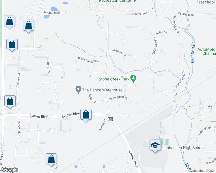 map of restaurants, bars, coffee shops, grocery stores, and more near 2381 Stone Creek Lane West in Chanhassen