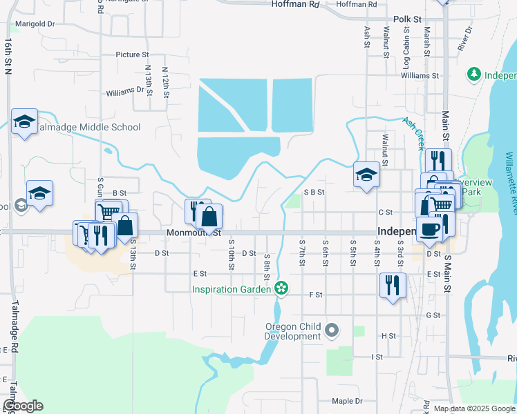 map of restaurants, bars, coffee shops, grocery stores, and more near 92 South 9th Street in Independence