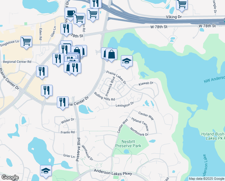 map of restaurants, bars, coffee shops, grocery stores, and more near 8387 Labont Way in Eden Prairie