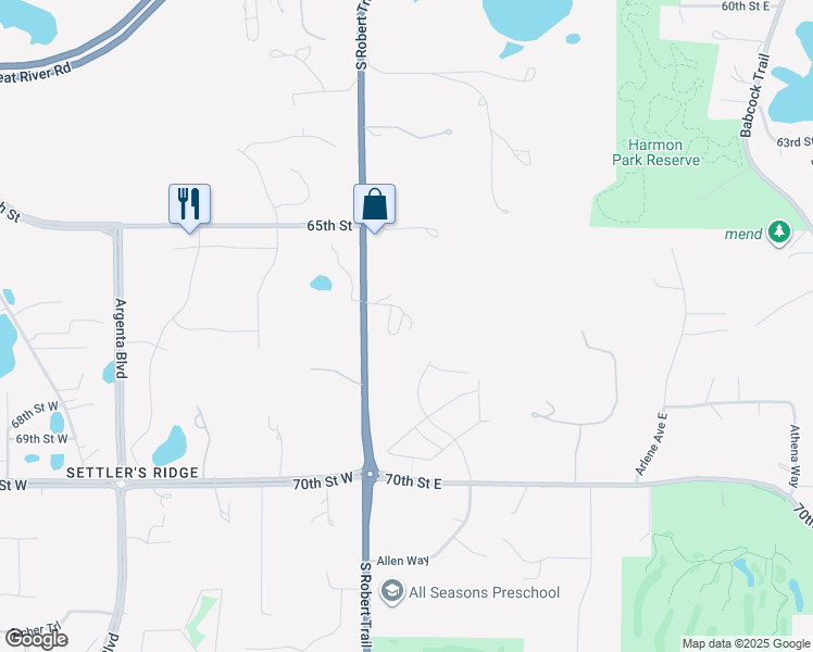 map of restaurants, bars, coffee shops, grocery stores, and more near 6680 South Robert Trail in Inver Grove Heights