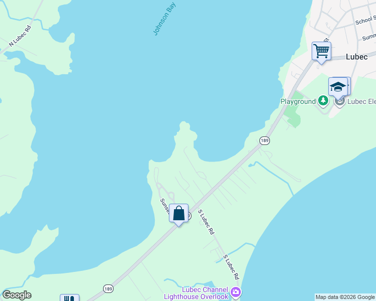 map of restaurants, bars, coffee shops, grocery stores, and more near 62 Diamond Point Road in Lubec