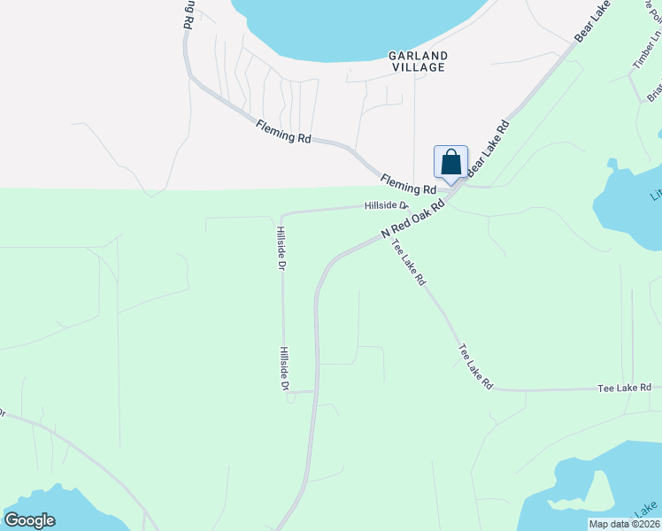 map of restaurants, bars, coffee shops, grocery stores, and more near Bear Lake Road in Oscoda