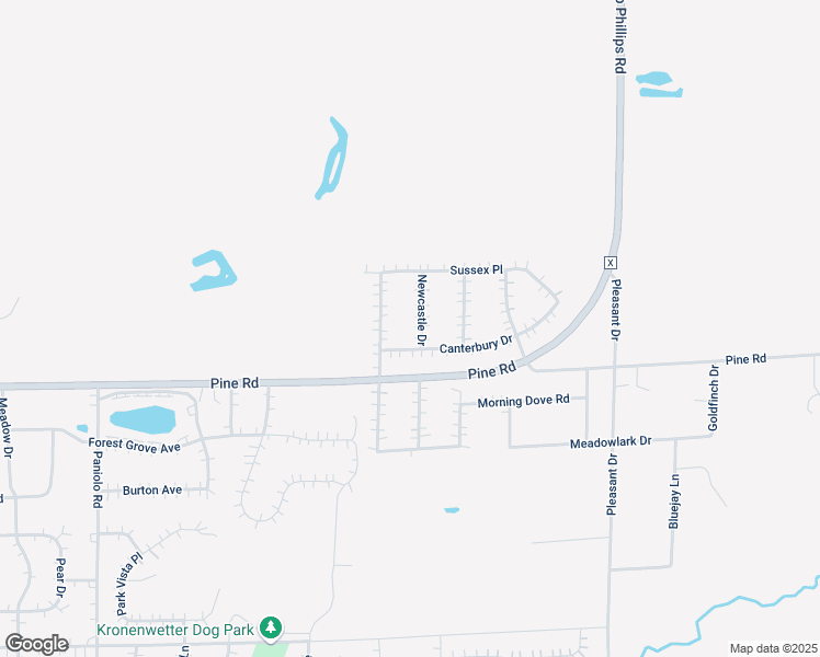 map of restaurants, bars, coffee shops, grocery stores, and more near 2343 Newcastle Drive in Mosinee