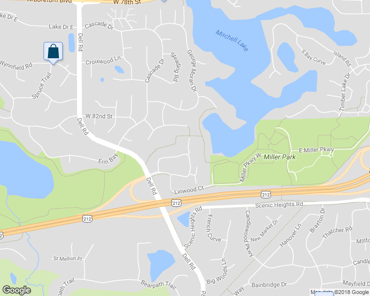 map of restaurants, bars, coffee shops, grocery stores, and more near 17824 Cobblestone Way in Eden Prairie