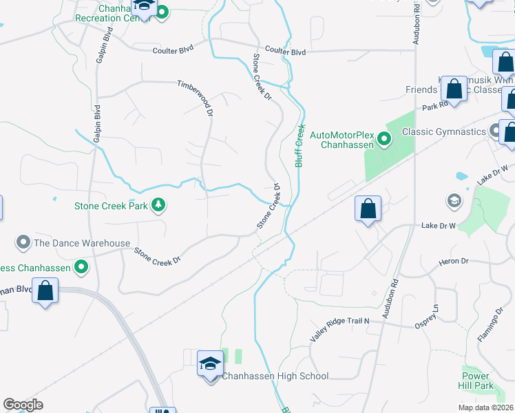 map of restaurants, bars, coffee shops, grocery stores, and more near 8384 Stone Creek Drive in Chanhassen