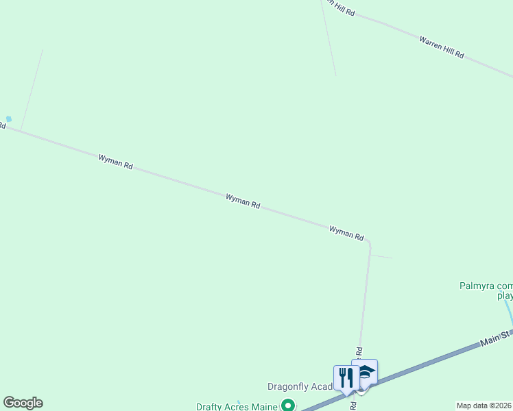 map of restaurants, bars, coffee shops, grocery stores, and more near 191 Wyman Road in Palmyra