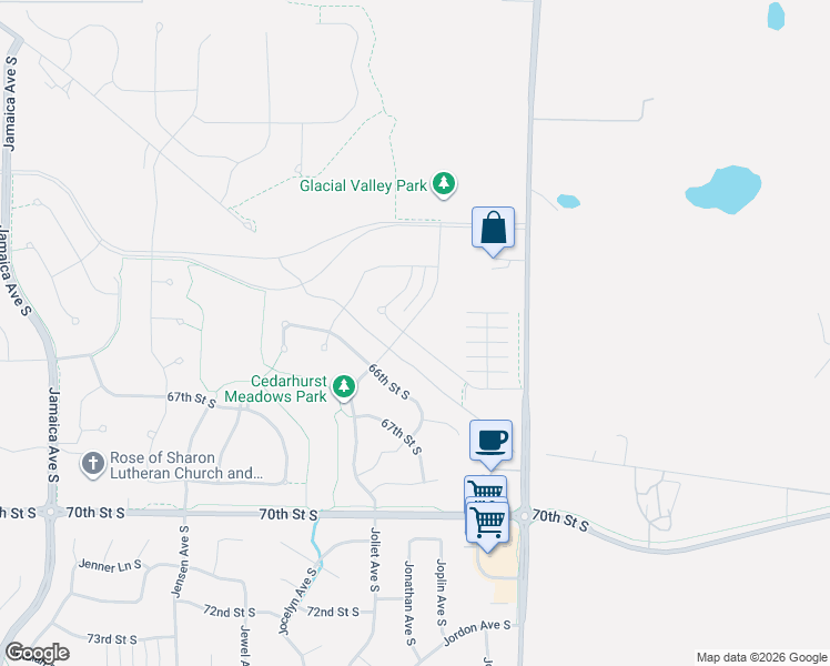 map of restaurants, bars, coffee shops, grocery stores, and more near 9770 Military Road in Cottage Grove