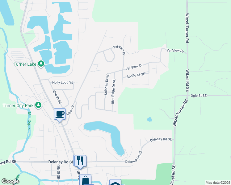 map of restaurants, bars, coffee shops, grocery stores, and more near 7006 Riva Ridge Drive Southeast in Turner