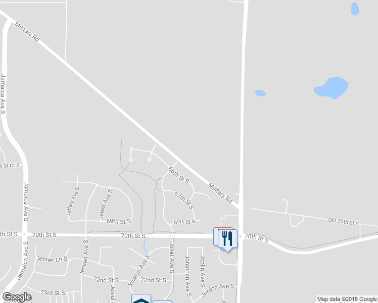 map of restaurants, bars, coffee shops, grocery stores, and more near 9770 Military Road in Cottage Grove