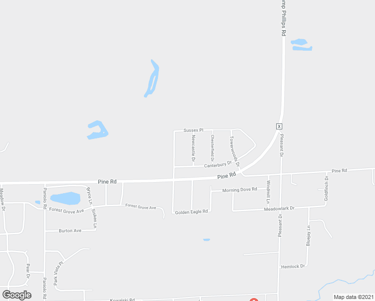 map of restaurants, bars, coffee shops, grocery stores, and more near 2343 Newcastle Drive in Mosinee