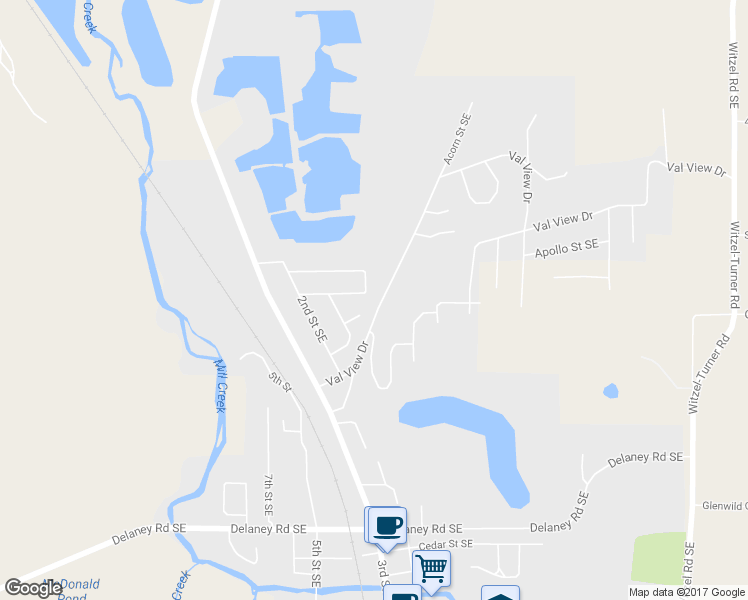 map of restaurants, bars, coffee shops, grocery stores, and more near 5371 Holly Loop Southeast in Turner