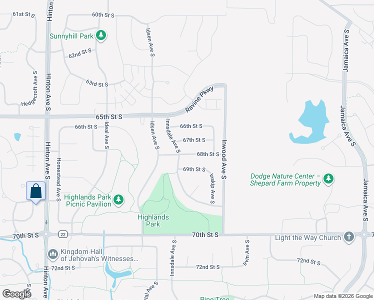 map of restaurants, bars, coffee shops, grocery stores, and more near 8322 68th Street South in Cottage Grove