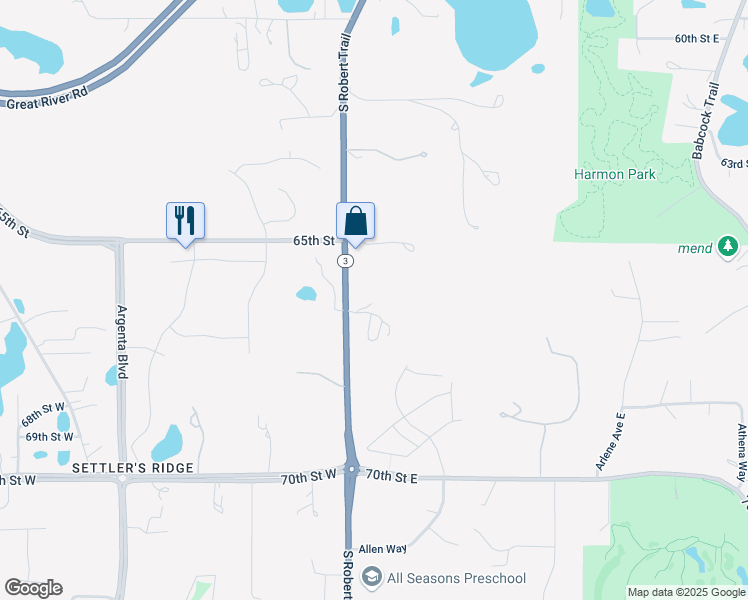 map of restaurants, bars, coffee shops, grocery stores, and more near 6570 South Robert Trail in Inver Grove Heights