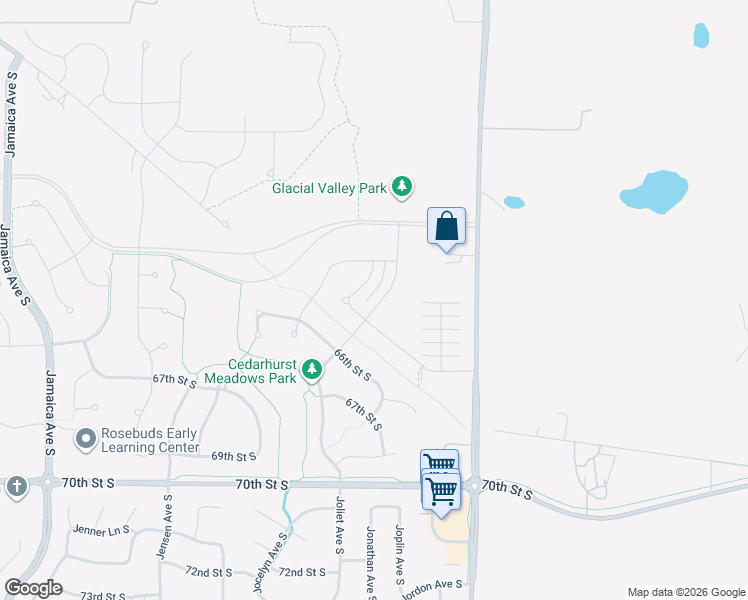 map of restaurants, bars, coffee shops, grocery stores, and more near 9770 Military Road in Cottage Grove