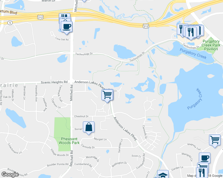 map of restaurants, bars, coffee shops, grocery stores, and more near 13966 Erwin Court in Eden Prairie