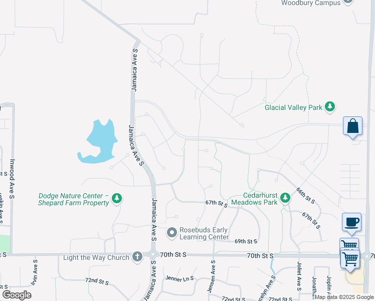 map of restaurants, bars, coffee shops, grocery stores, and more near 6609 Jasmine Avenue South in Cottage Grove