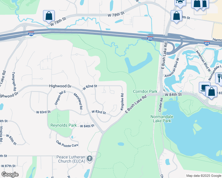 map of restaurants, bars, coffee shops, grocery stores, and more near 6701 West 82nd Street in Minneapolis