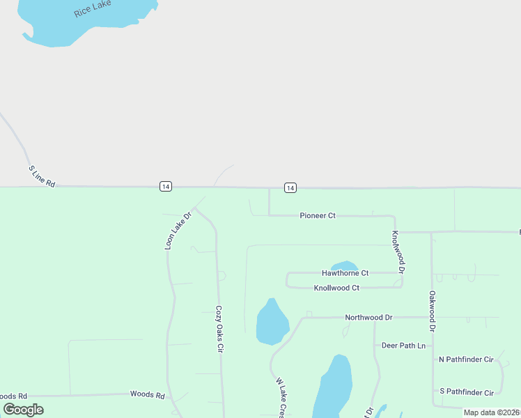 map of restaurants, bars, coffee shops, grocery stores, and more near W5266 Pioneer Court in Shawano