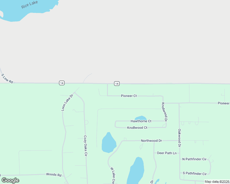 map of restaurants, bars, coffee shops, grocery stores, and more near W5228 Pioneer Court in Shawano