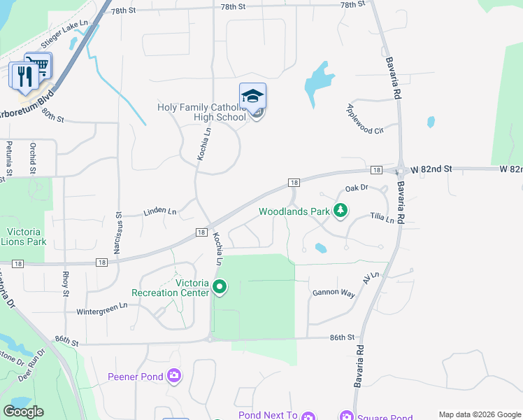 map of restaurants, bars, coffee shops, grocery stores, and more near 984 Daylily Drive in Victoria