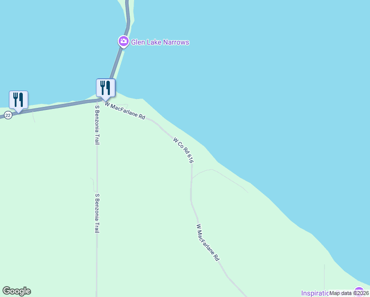 map of restaurants, bars, coffee shops, grocery stores, and more near 6715 West Co Road 616 in Glen Arbor