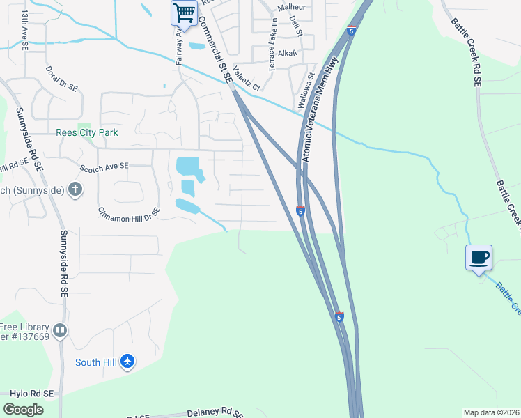 map of restaurants, bars, coffee shops, grocery stores, and more near 2133 Navaho Court Southeast in Salem