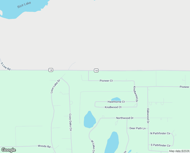 map of restaurants, bars, coffee shops, grocery stores, and more near W5228 Pioneer Court in Shawano