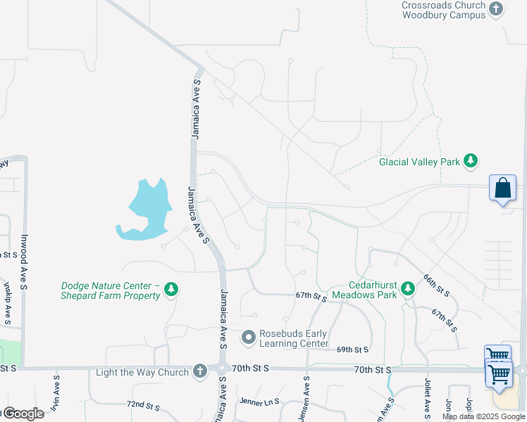 map of restaurants, bars, coffee shops, grocery stores, and more near 6609 Jasmine Avenue South in Cottage Grove