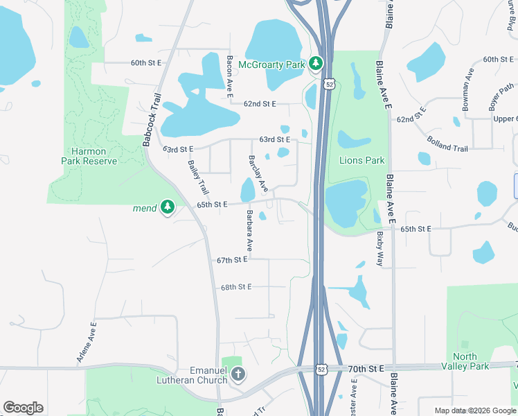 map of restaurants, bars, coffee shops, grocery stores, and more near 2148 65th Street East in Inver Grove Heights