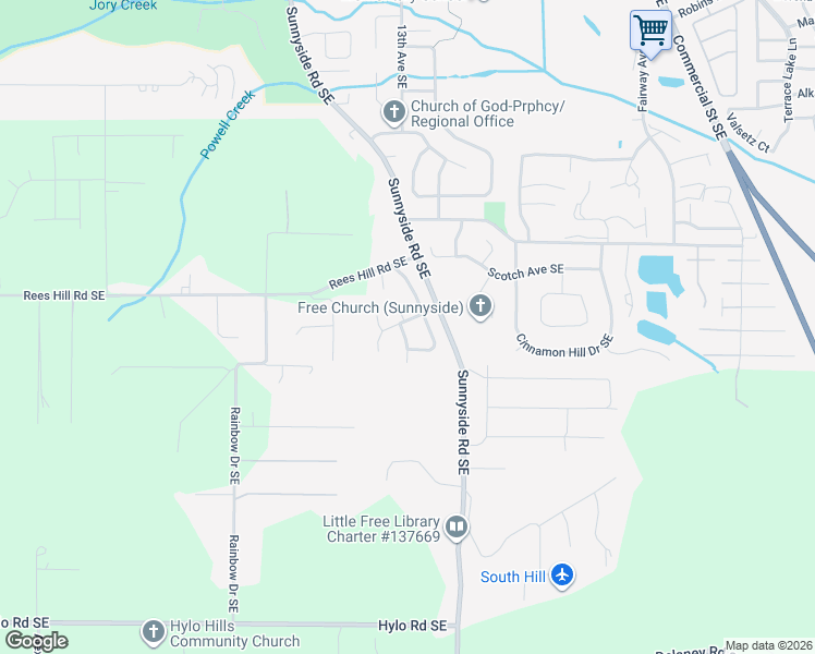map of restaurants, bars, coffee shops, grocery stores, and more near 1330 Osprey Avenue Southeast in Salem