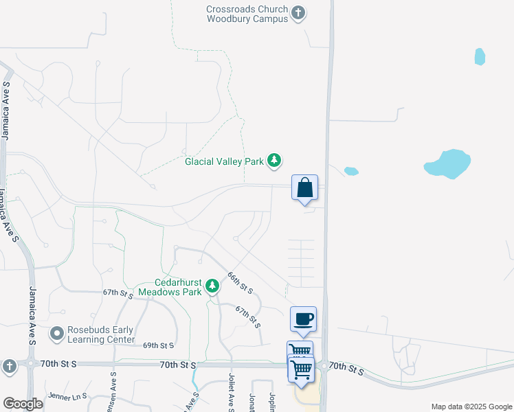 map of restaurants, bars, coffee shops, grocery stores, and more near 9720 65th Street South in Cottage Grove