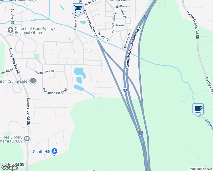 map of restaurants, bars, coffee shops, grocery stores, and more near 2141 Nomad Court Southeast in Salem