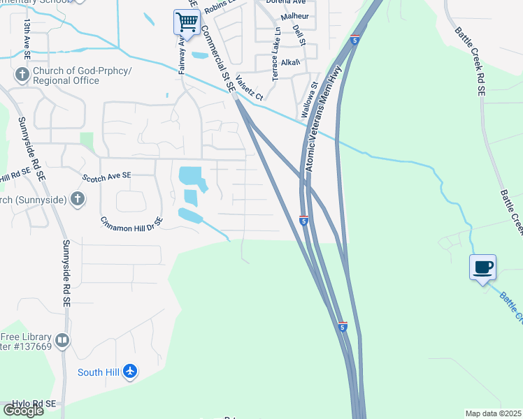 map of restaurants, bars, coffee shops, grocery stores, and more near 2133 Navaho Court Southeast in Salem