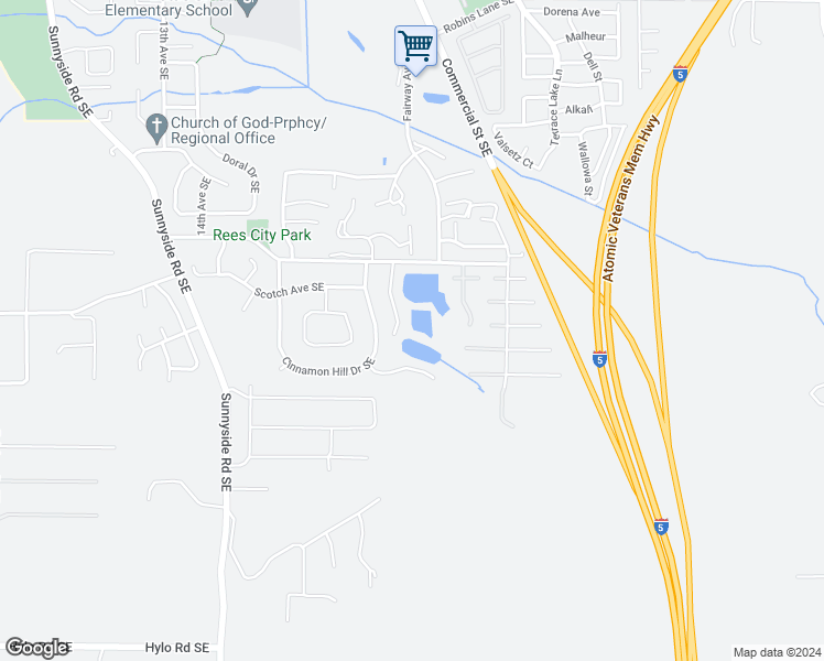 map of restaurants, bars, coffee shops, grocery stores, and more near 1860 Rees Hill Road Southeast in Salem