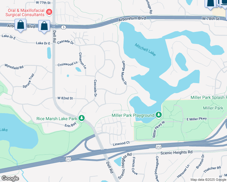 map of restaurants, bars, coffee shops, grocery stores, and more near 8160 Antrim Cove in Eden Prairie