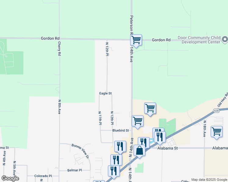 map of restaurants, bars, coffee shops, grocery stores, and more near 1242 Eagle Street in Sturgeon Bay