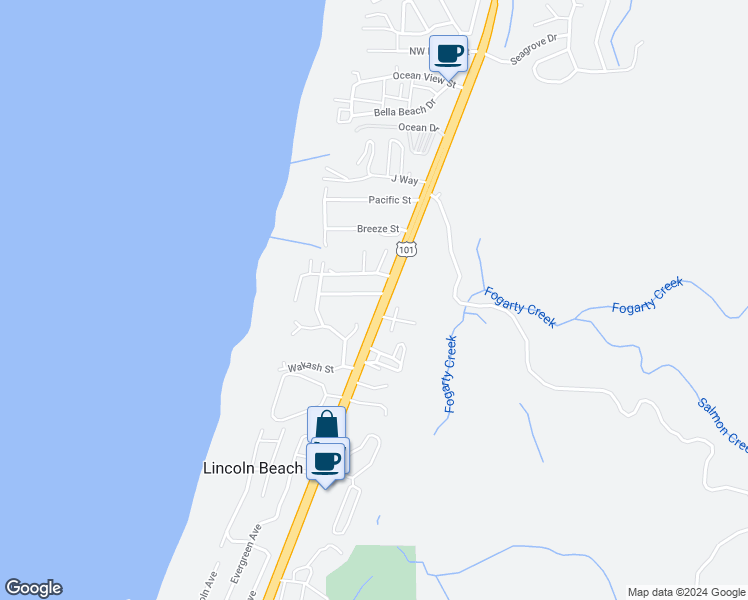 map of restaurants, bars, coffee shops, grocery stores, and more near 4515 Oregon Coast Highway in Depoe Bay