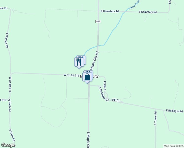 map of restaurants, bars, coffee shops, grocery stores, and more near in Maple City